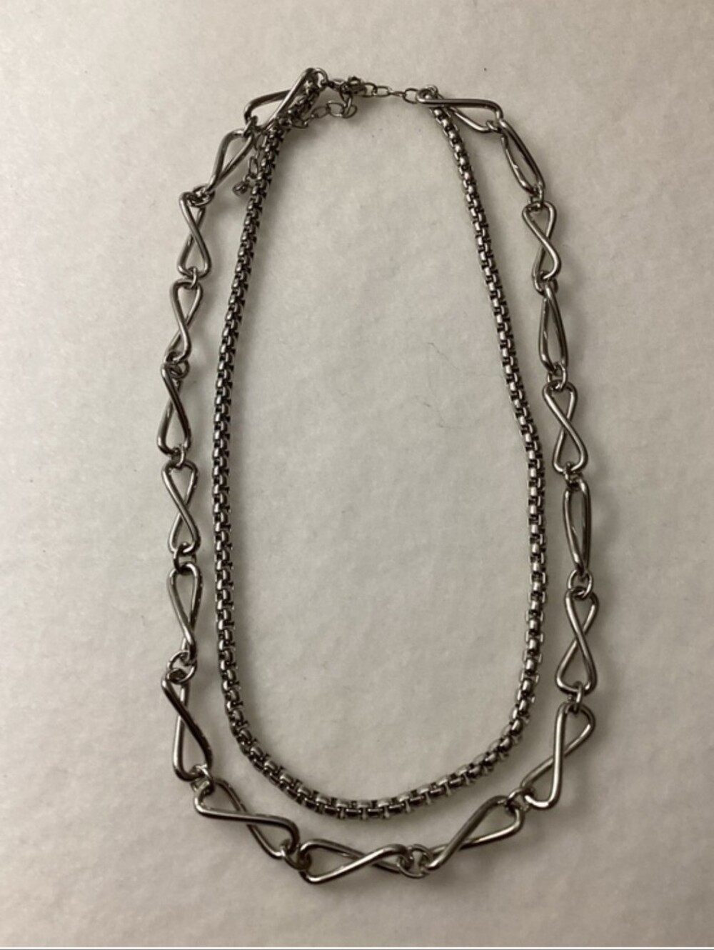 ON 34th Layered Silver-Tone Double Chain Necklace for Women - Picture 3 of 10